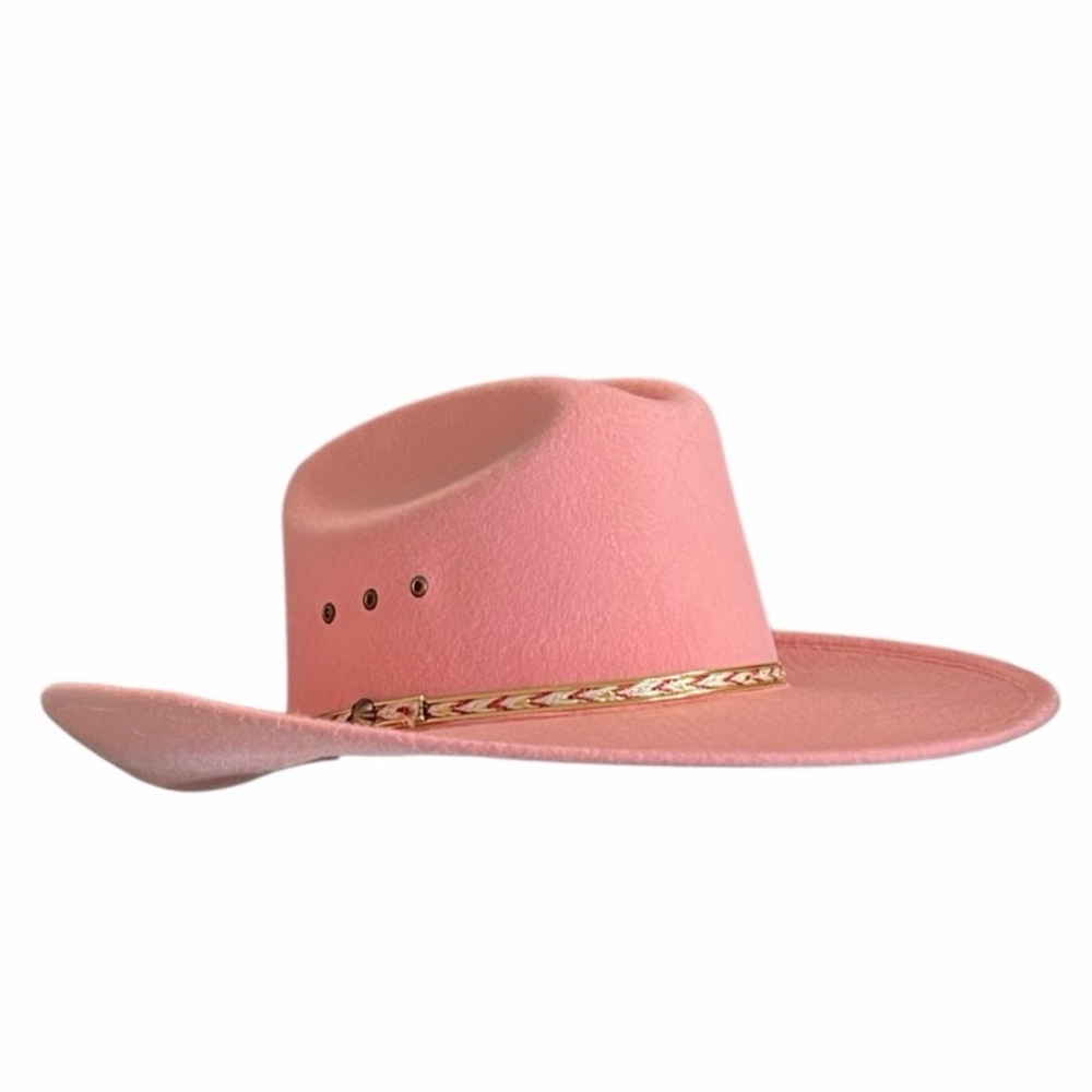 Western Express Pink Cowboy Hat with Gold Band Small